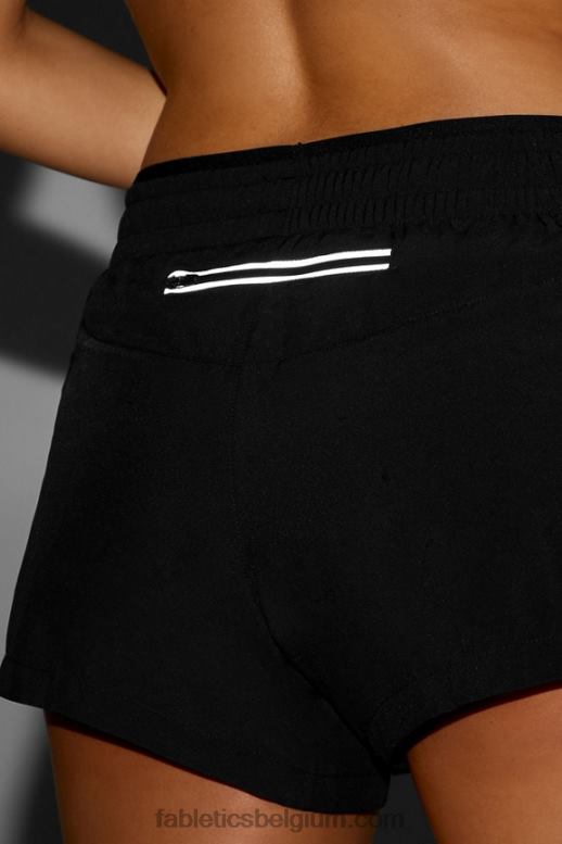 zwart/reflecterend zilver vrouwen adem mid-rise lopen kort Fabletics LH20J270