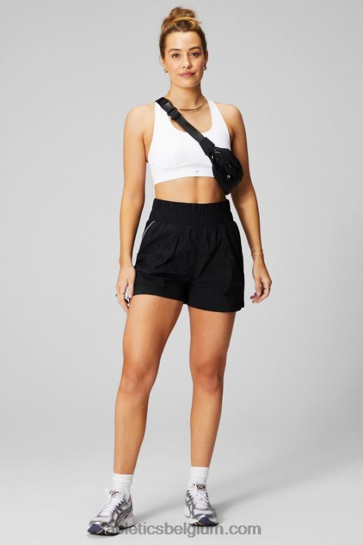 zwart/reflecterend zilver vrouwen nylon short met ultrahoge taille Fabletics LH20J604