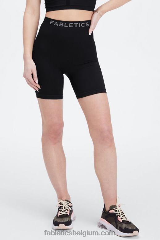 zwart/tin vrouwen sync naadloze high-waisted 6'' short Fabletics LH20J355