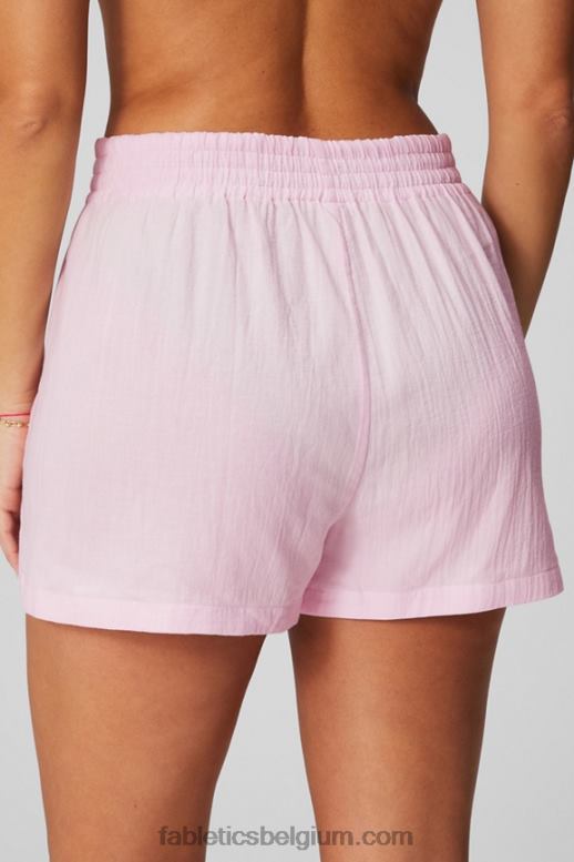 zwart/wilgenbast vrouwen katoenen voile short met hoge taille Fabletics LH20J246