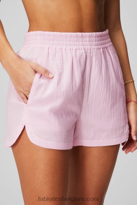 zwart/wilgenbast vrouwen katoenen voile short met hoge taille Fabletics LH20J246