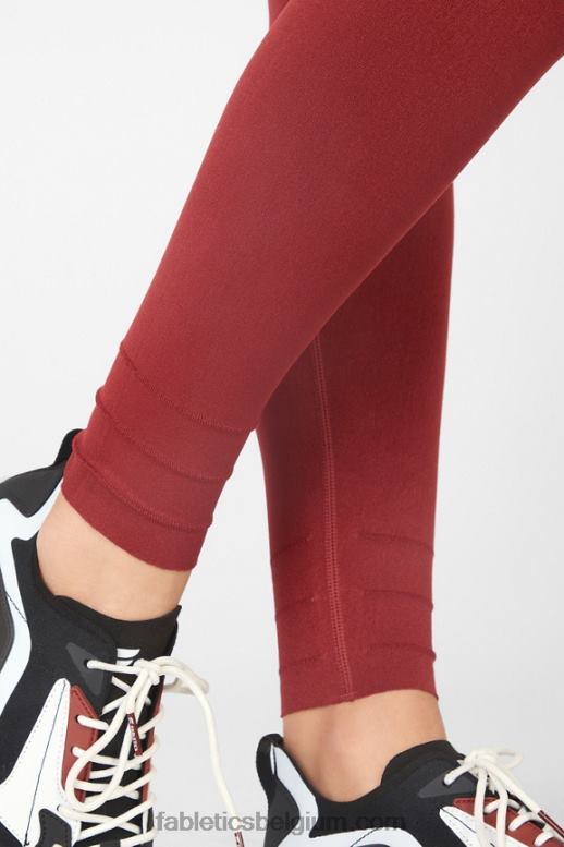 Umbrië rood vrouwen sculptknit hoog getailleerde legging op maat Fabletics LH20J1217