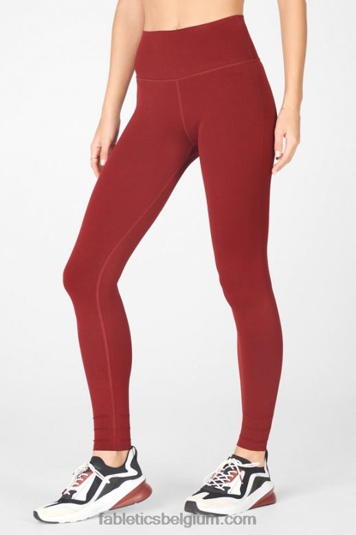 Umbrië rood vrouwen sculptknit hoog getailleerde legging op maat Fabletics LH20J1217