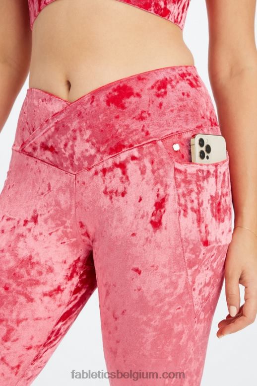 aardbei rood vrouwen gekruiste velours gekruiste legging Fabletics LH20J1073