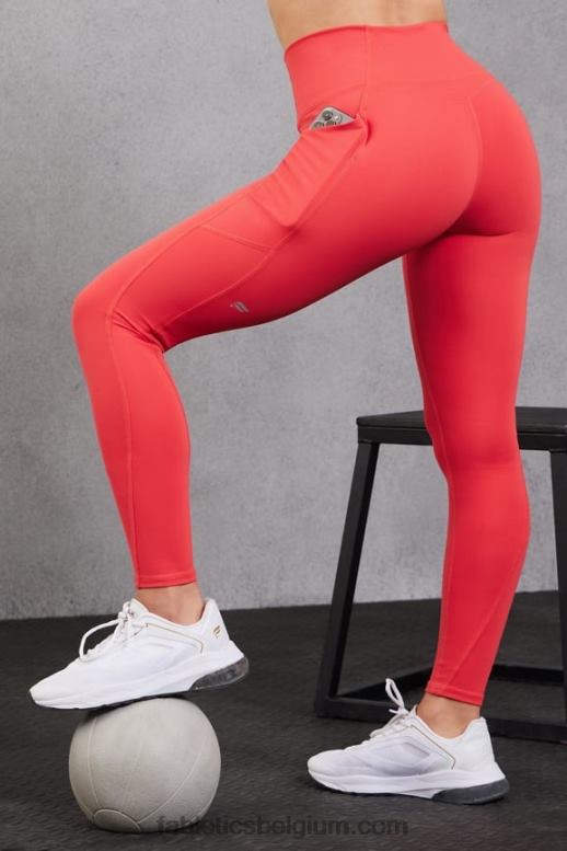 aardbei rood vrouwen oasis pureluxe 7/8 legging met hoge taille 49 Fabletics LH20J791