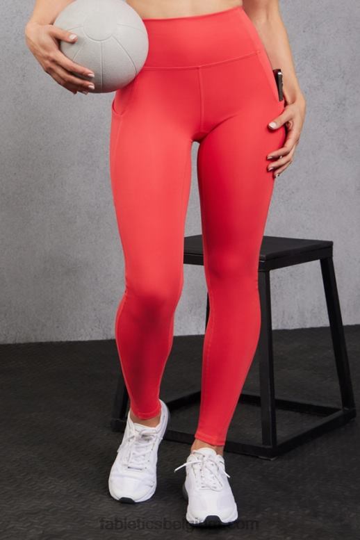 aardbei rood vrouwen oasis pureluxe 7/8 legging met hoge taille 49 Fabletics LH20J791