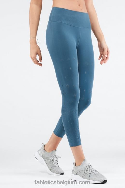 blauw ijzer vrouwen hoog getailleerde sculptknit eyelet 7/8 Fabletics LH20J1309