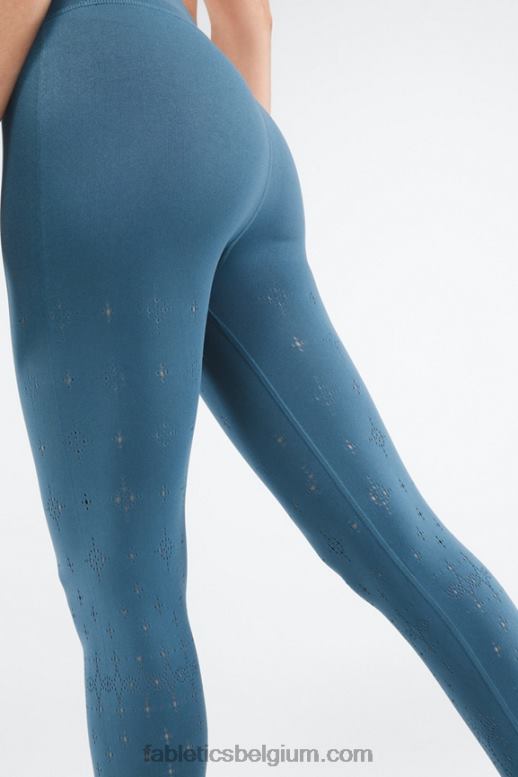blauw ijzer vrouwen hoog getailleerde sculptknit eyelet 7/8 Fabletics LH20J1309