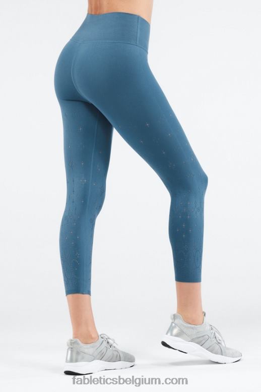 blauw ijzer vrouwen hoog getailleerde sculptknit eyelet 7/8 Fabletics LH20J1309