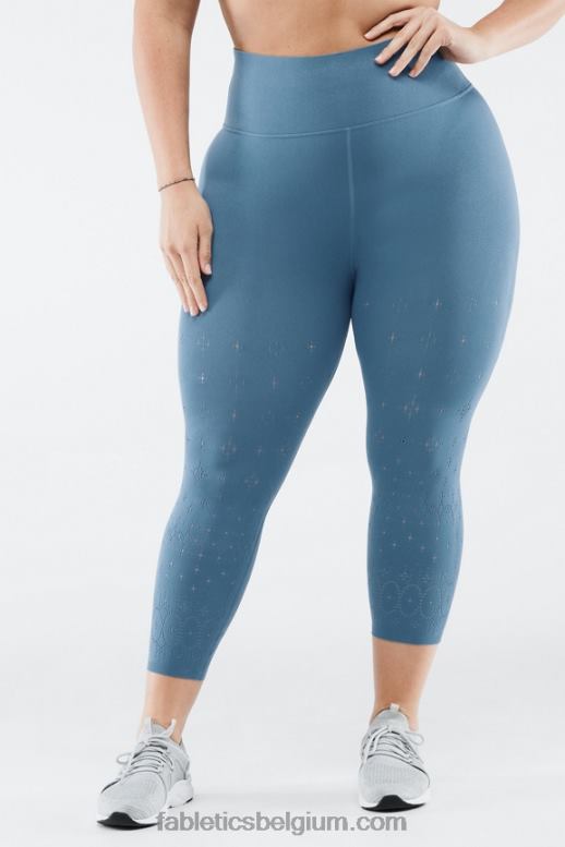 blauw ijzer vrouwen hoog getailleerde sculptknit eyelet 7/8 Fabletics LH20J1310