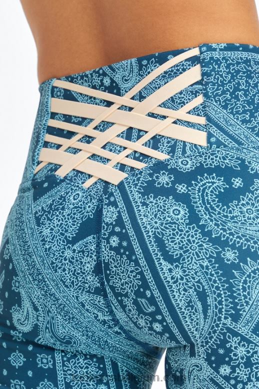 blauwe nova bandana/tapioca vrouwen boost powerhold hoog getailleerde 7/8 legging 60 Fabletics LH20J849