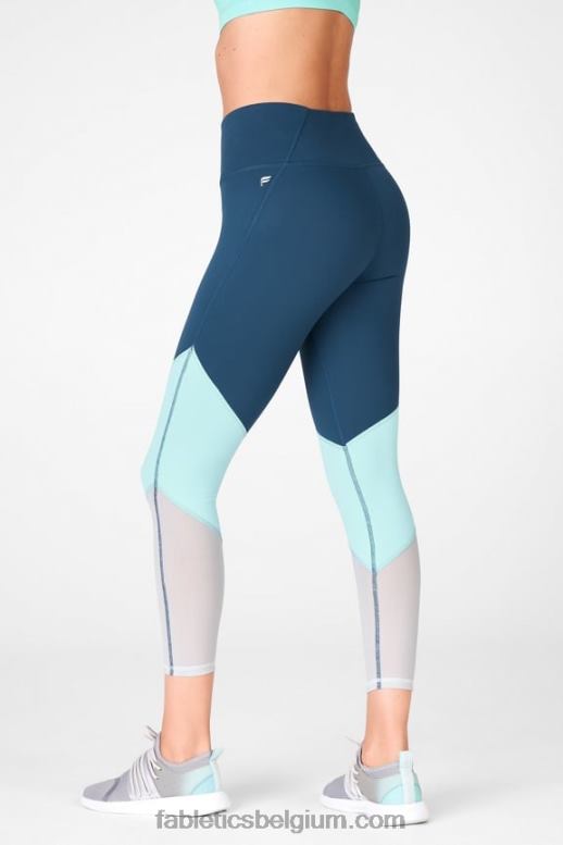 blauwe nova/grijze steen vrouwen zone hoge taille 7/8 Fabletics LH20J1054