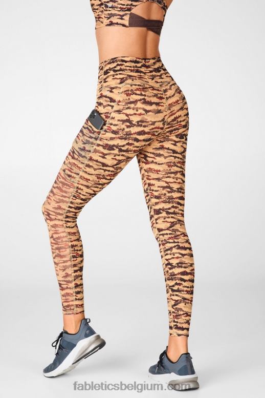 bone/classic grey heather vrouwen powerhold legging met hoge taille voor onderweg 43 Fabletics LH20J760