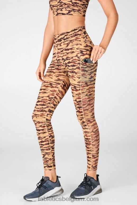 bone/classic grey heather vrouwen powerhold legging met hoge taille voor onderweg 43 Fabletics LH20J760