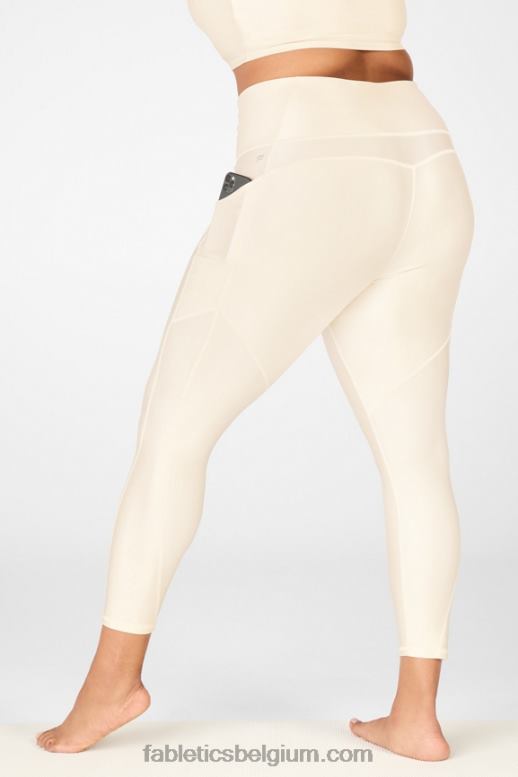 botercreme glans vrouwen oasis pureluxe glanzende 7/8 legging met hoge taille Fabletics LH20J900