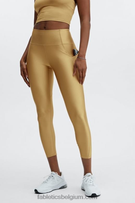 bronzen mist glans vrouwen oasis pureluxe glanzende 7/8 legging met hoge taille Fabletics LH20J897
