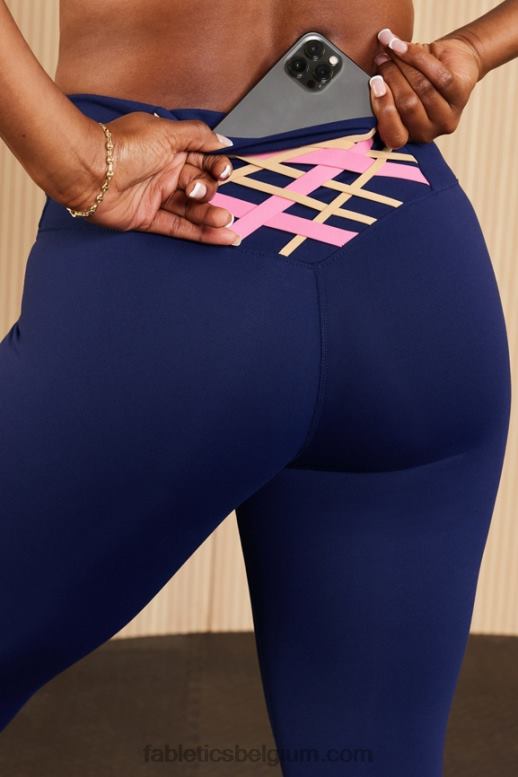 diep marineblauw/multi vrouwen boost powerhold hoog getailleerde 7/8 legging 57 Fabletics LH20J837