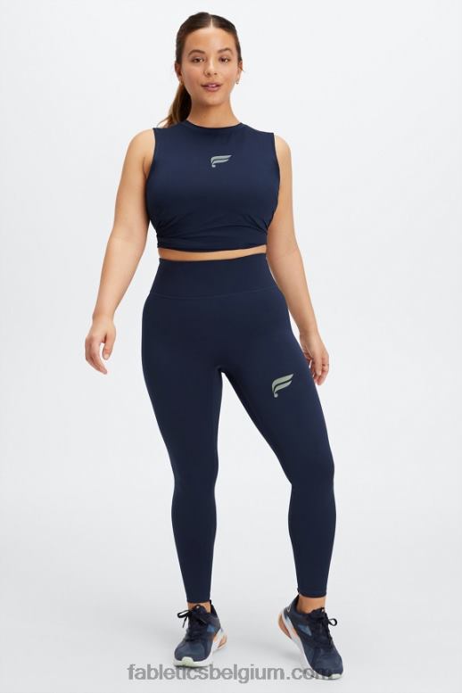 diep marineblauw/reflecterend logo vrouwen ren overal motion365 hw 7/8 legging Fabletics LH20J1099
