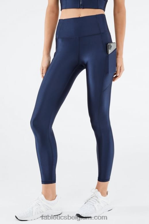 diepe marine glans vrouwen oasis pureluxe glanzende 7/8 legging met hoge taille Fabletics LH20J899