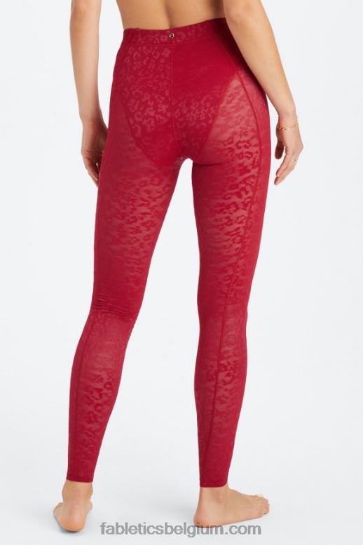 dieprood vrouwen hoog getailleerde luipaard mesh legging Fabletics LH20J1080