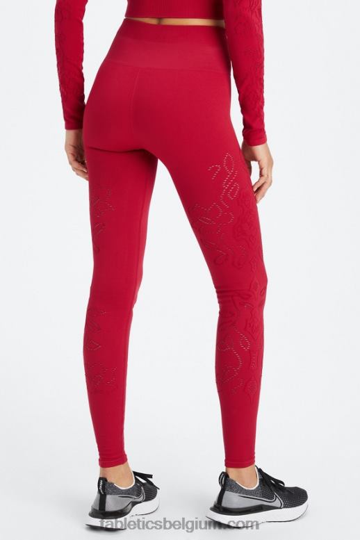 dieprood vrouwen naadloze legging met hoge taille en kant Fabletics LH20J1088