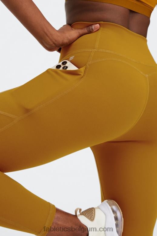 donker brons vrouwen oasis pureluxe 7/8 legging met hoge taille 53 Fabletics LH20J812