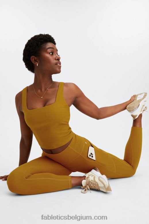 donker brons vrouwen oasis pureluxe 7/8 legging met hoge taille 53 Fabletics LH20J812