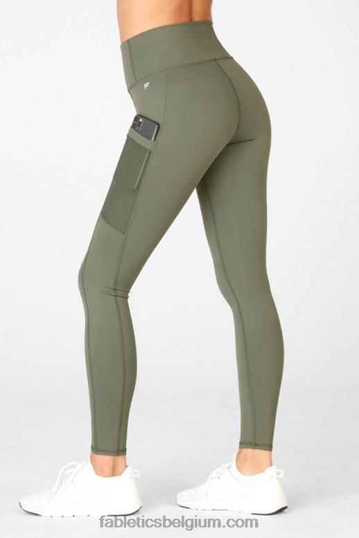 donker twill/donker mos multi vrouwen powerhold legging met hoge taille voor onderweg 44 Fabletics LH20J763