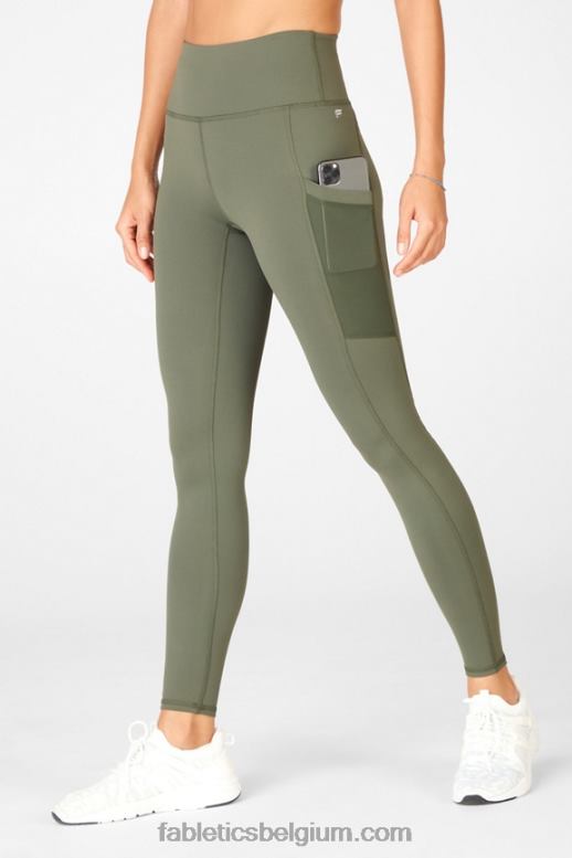 donker twill/donker mos multi vrouwen powerhold legging met hoge taille voor onderweg 44 Fabletics LH20J763