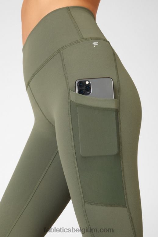 donker twill/donker mos multi vrouwen powerhold legging met hoge taille voor onderweg 44 Fabletics LH20J763