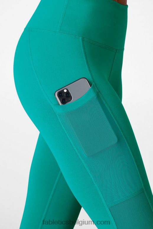 donkere jade vrouwen powerhold capri met hoge taille voor onderweg 46 Fabletics LH20J774