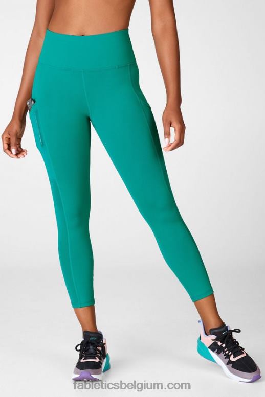 donkere jade vrouwen powerhold capri met hoge taille voor onderweg 46 Fabletics LH20J774