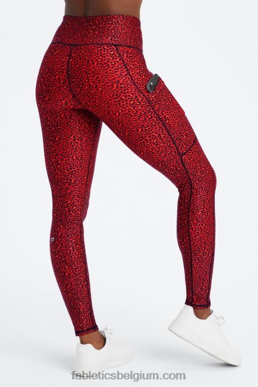 elektrische kersen mini luipaard vrouwen therma-flex legging met hoge taille en zakken Fabletics LH20J1036