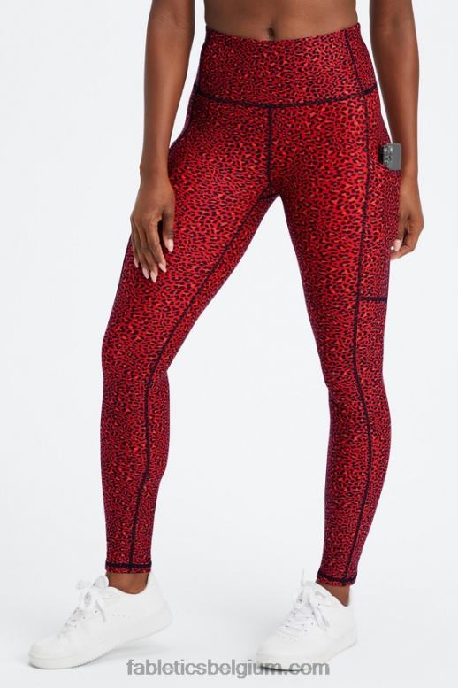 elektrische kersen mini luipaard vrouwen therma-flex legging met hoge taille en zakken Fabletics LH20J1036