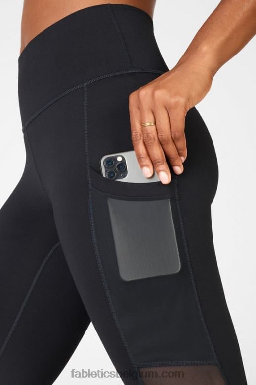 fairway groen/witte streep vrouwen powerhold legging met hoge taille voor onderweg 39 Fabletics LH20J742