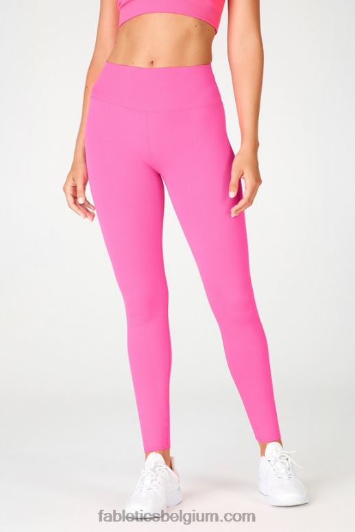 fluorescerend roze vrouwen sculptknit legging met hoge taille Fabletics LH20J1246