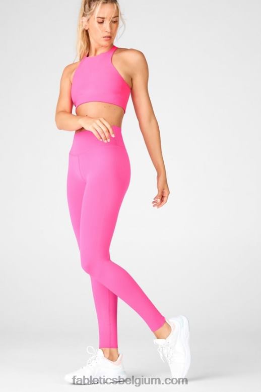 fluorescerend roze vrouwen sculptknit legging met hoge taille Fabletics LH20J1246