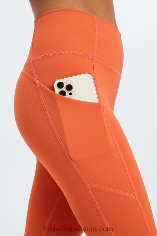 gebrande oker vrouwen oasis pureluxe 7/8 legging met hoge taille 53 Fabletics LH20J811