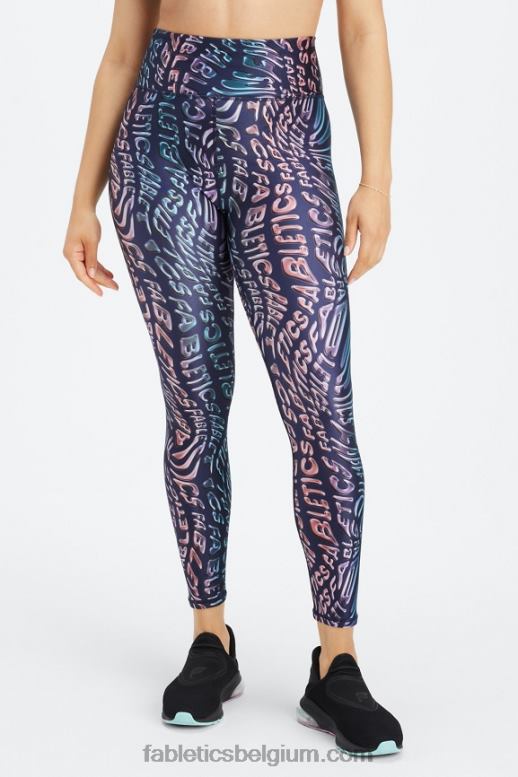 geest smelt vrouwen glanzende 7/8 legging met ultrahoge taille Fabletics LH20J1078