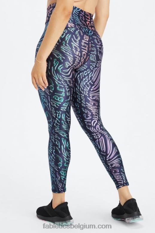geest smelt vrouwen glanzende 7/8 legging met ultrahoge taille Fabletics LH20J1078