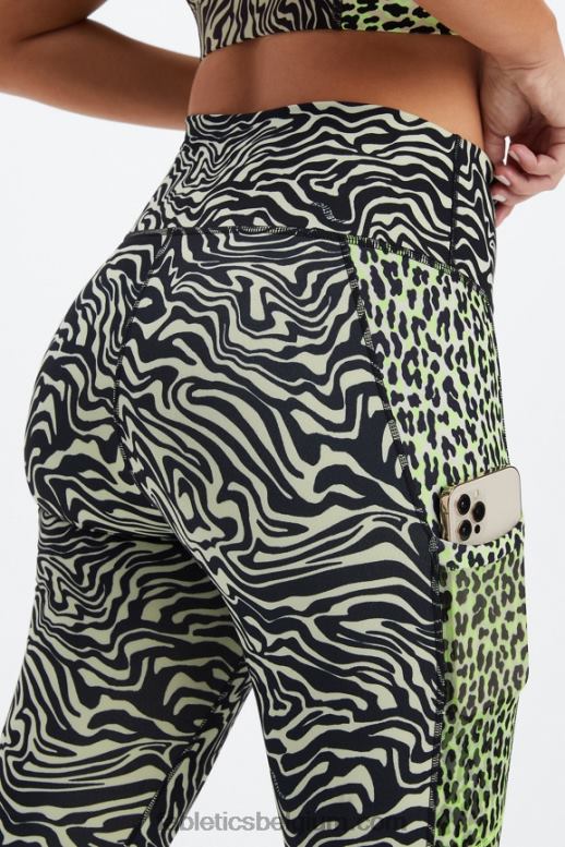 gemarmerde zebra/highlighter golvende jachtluipaard vrouwen powerhold legging met hoge taille voor onderweg 40 Fabletics LH20J744