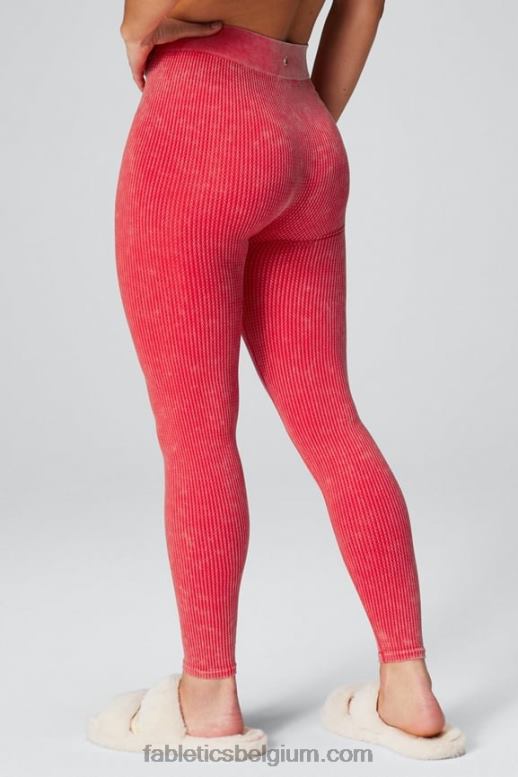 gewassen aardbei rood vrouwen kabel gebreide 7/8 legging Fabletics LH20J1030