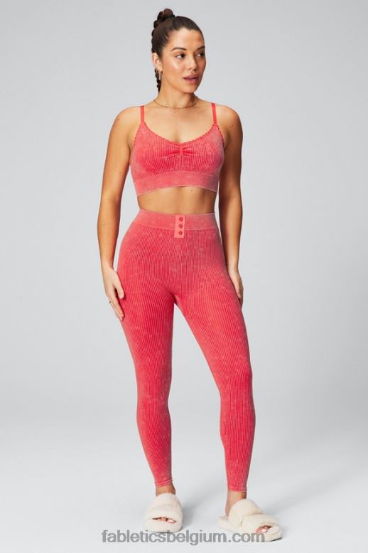 gewassen aardbei rood vrouwen kabel gebreide 7/8 legging Fabletics LH20J1030