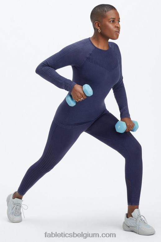 gewassen diepe marine vrouwen sync naadloze 7/8 legging met hoge taille Fabletics LH20J1003