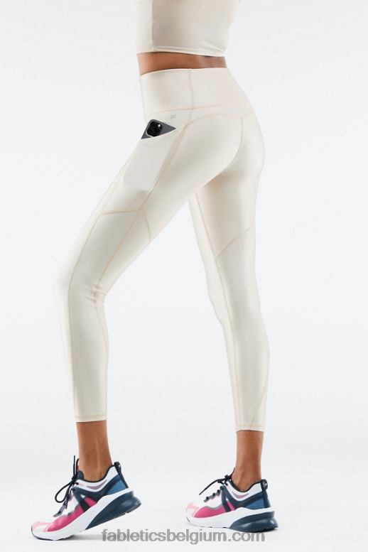 grijze mist glans vrouwen oasis pureluxe glanzende 7/8 legging met hoge taille Fabletics LH20J898