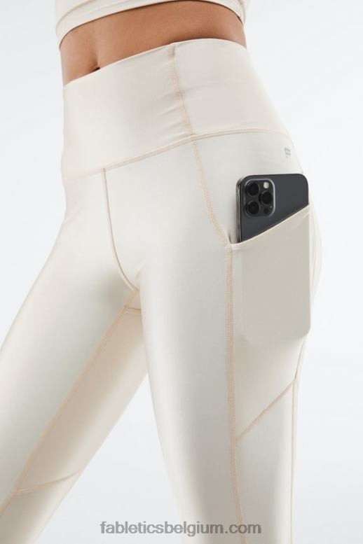 grijze mist glans vrouwen oasis pureluxe glanzende 7/8 legging met hoge taille Fabletics LH20J898