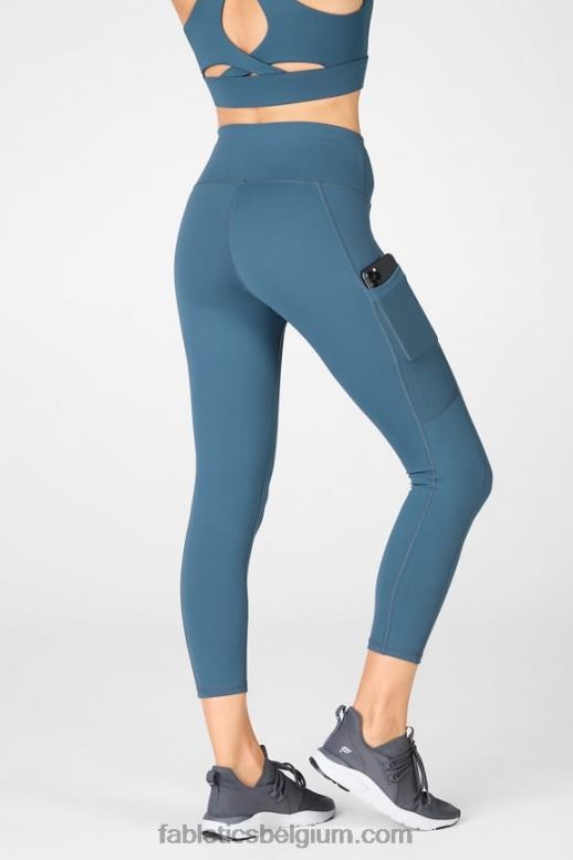 hemels blauw vrouwen powerhold capri met hoge taille voor onderweg 47 Fabletics LH20J778