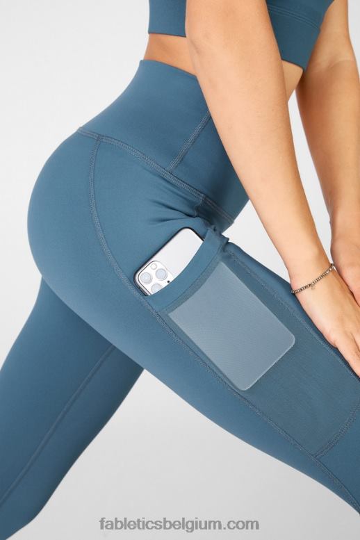 hemels blauw vrouwen powerhold capri met hoge taille voor onderweg 47 Fabletics LH20J778