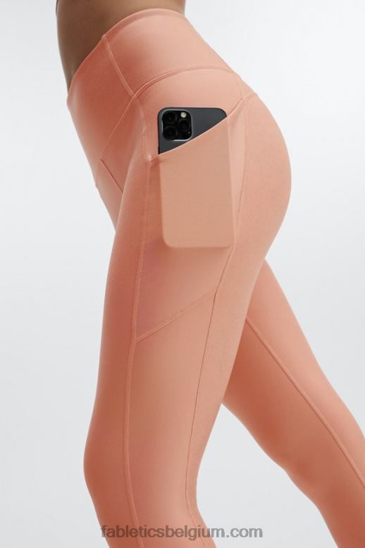 iriserend koper vrouwen pureluxe iriserende 7/8 legging met hoge taille Fabletics LH20J1171