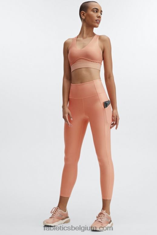 iriserend koper vrouwen pureluxe iriserende 7/8 legging met hoge taille Fabletics LH20J1171